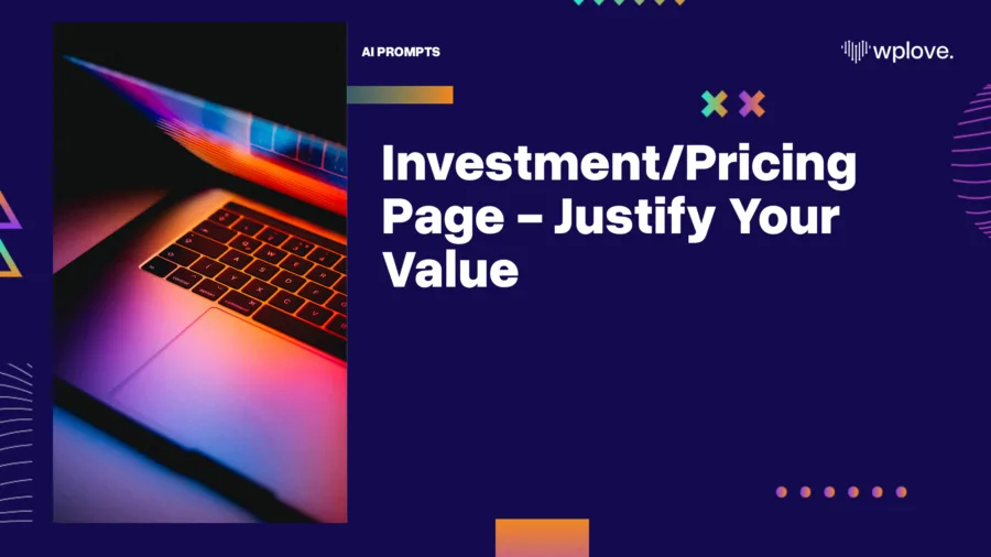 Investment Pricing Page Justify Your Value